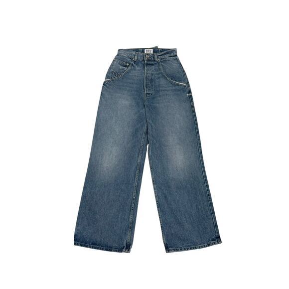 EB Denim Jeans Outpost Size 26 Wide Leg Buckle‎ Back High Rise Button Fly - Picture 1 of 7